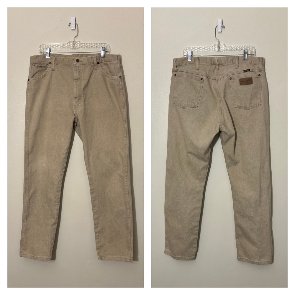 Vintage Wrangler Jeans Mens 38W 32L 13MWZTN Beige Tan Cowboy Rodeo Western 3004